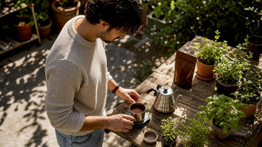 Home barista adjusting coffee brewing variables
