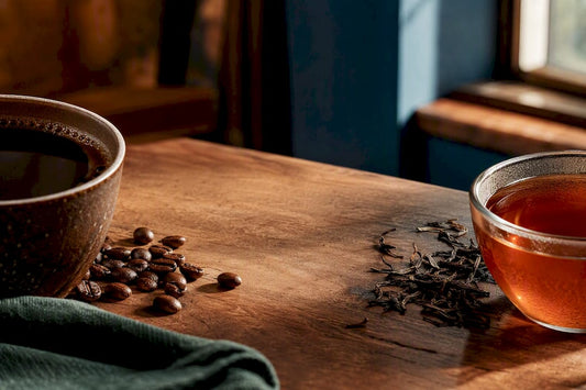 Coffee and tea prepared for caffeine comparison