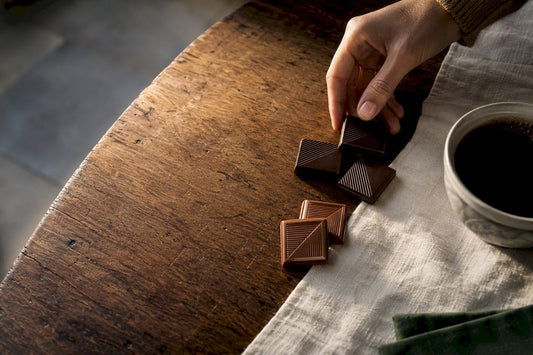 Coffee and chocolate arranged for pairing