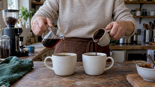 Two coffees compared with syrup and sauce